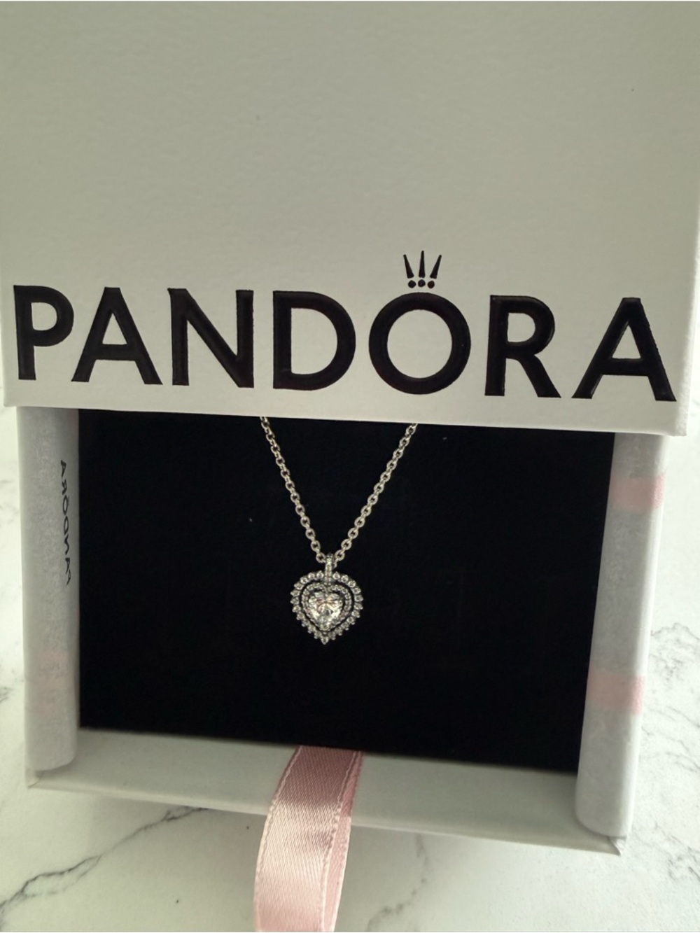 Pandora Sparkly Heart Halo Necklace- NWT